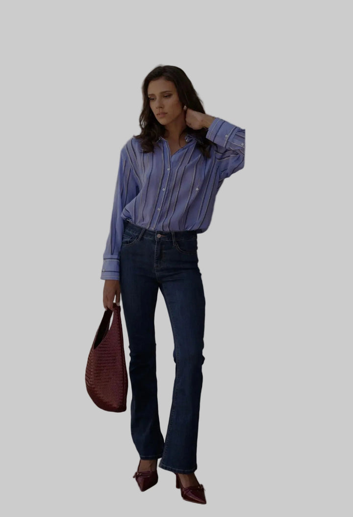 Oraije Elena Medium Wash Flare Denim - clever alice