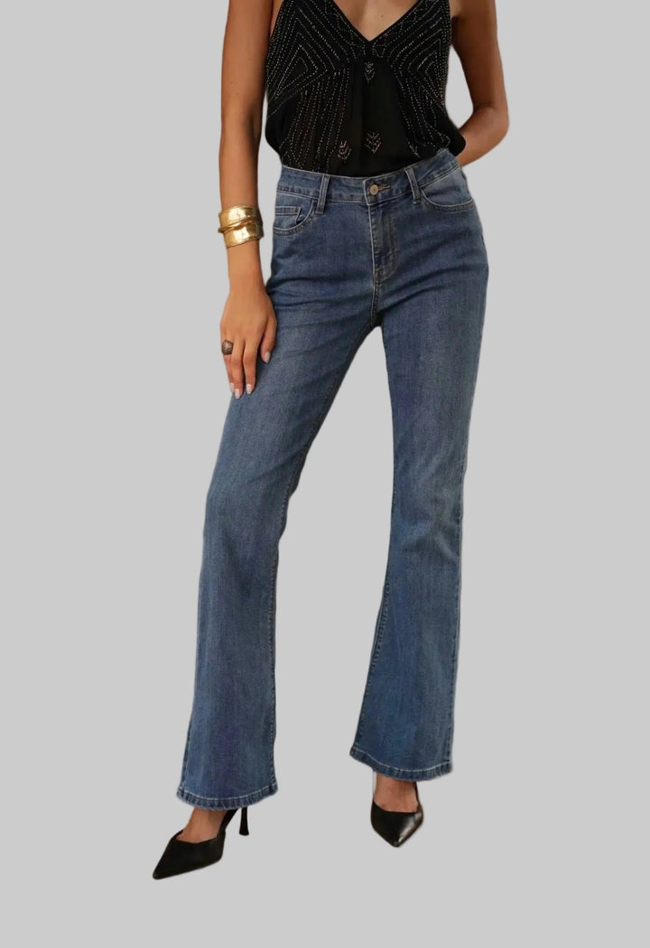 Oraije Emma Medium Wash Flare Denim - clever alice