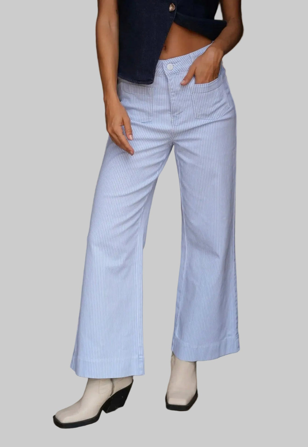 Oraije Gasparette Petite Wide Blue Stripe Denim - clever alice