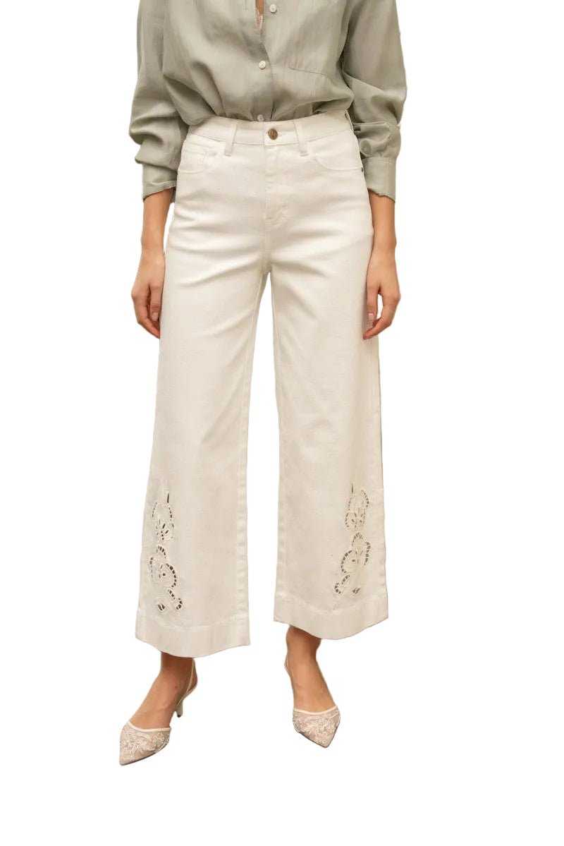 Oraije Jean wide à détails dentelles - clever alice