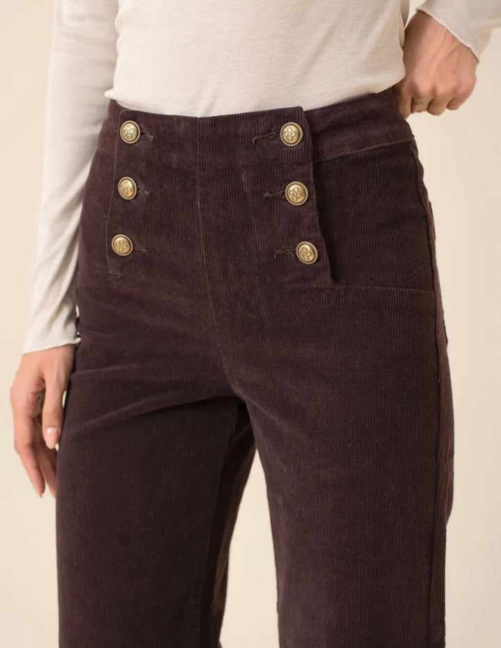Oraije Victorine Velour Ankle Wide Pant with Buttons - clever alice