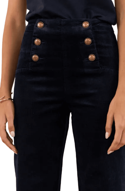 Oraije Victorine Velour Ankle Wide Pant with Buttons - clever alice