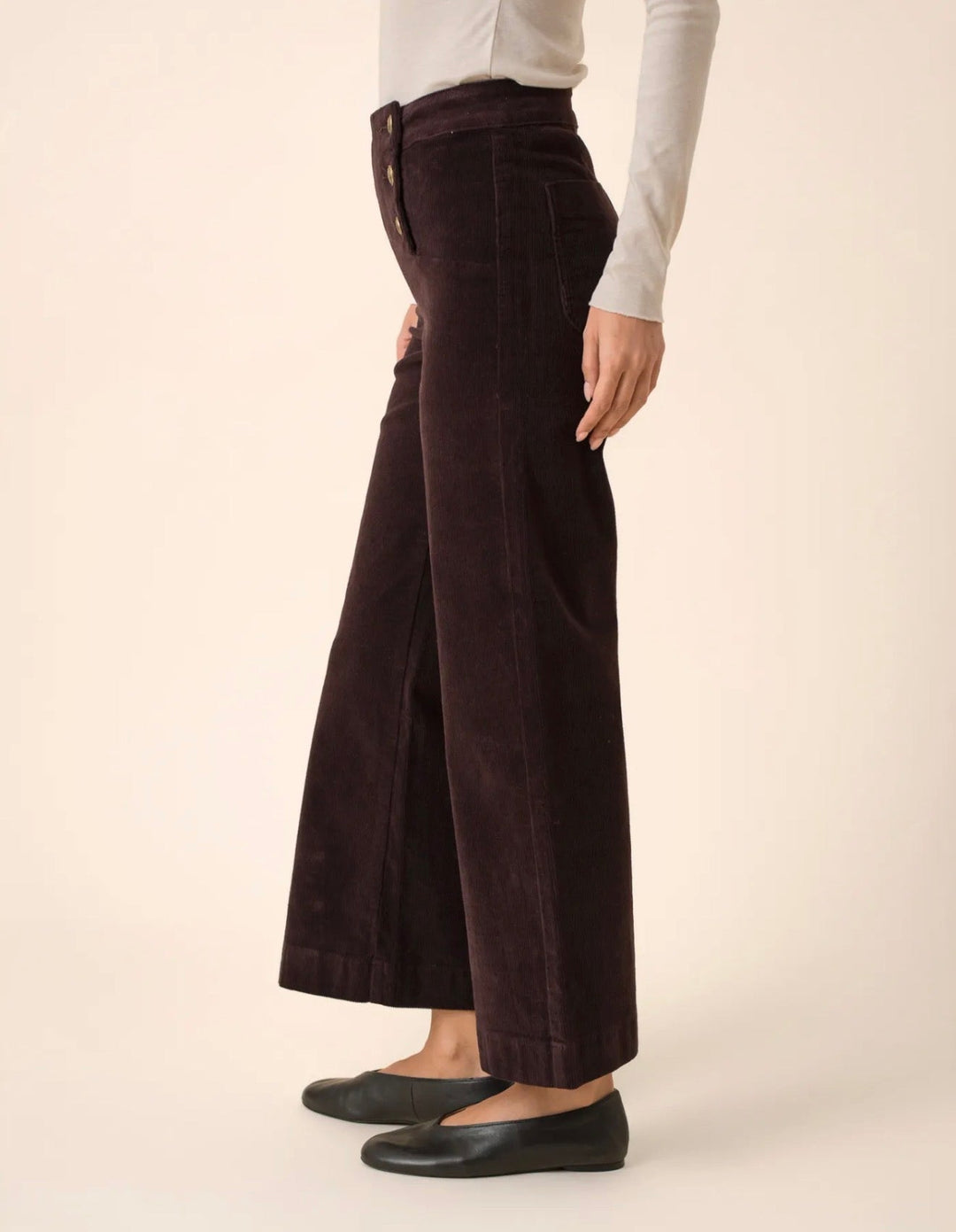 Oraije Victorine Velour Ankle Wide Pant with Buttons - clever alice