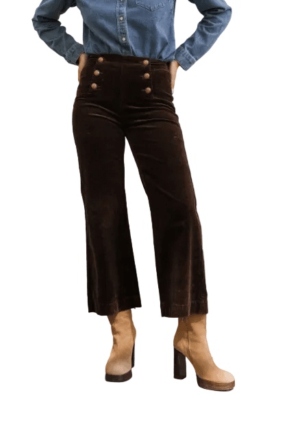 Oraije Victorine Velour Ankle Wide Pant with Buttons - clever alice
