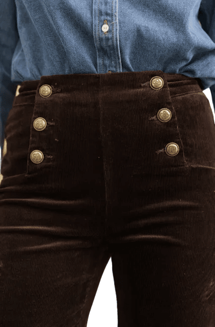 Oraije Victorine Velour Ankle Wide Pant with Buttons - clever alice