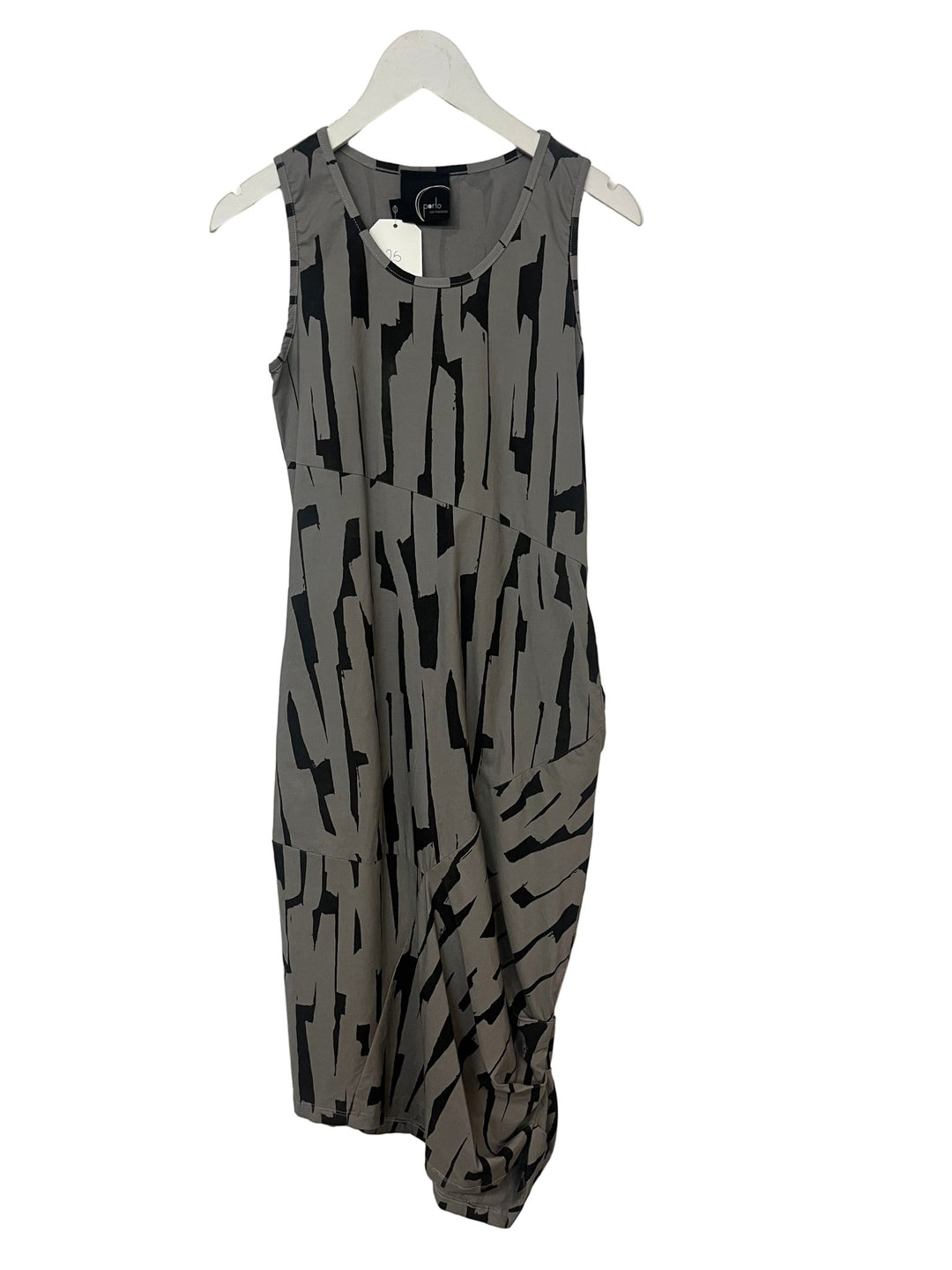 Porto Gray and Black Print Dress - clever alice