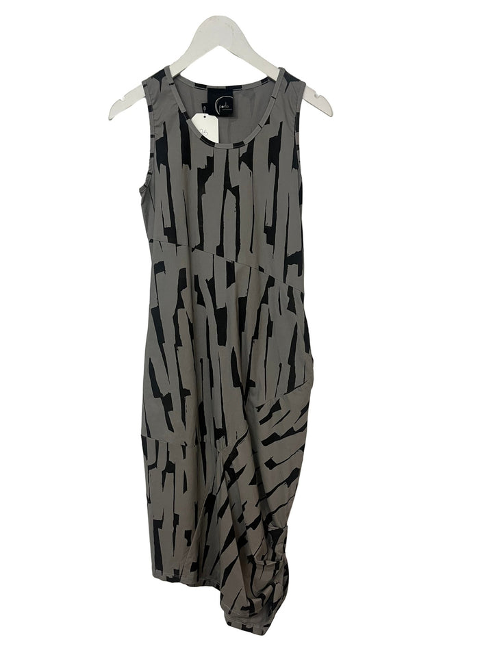 Porto Gray and Black Print Dress - clever alice