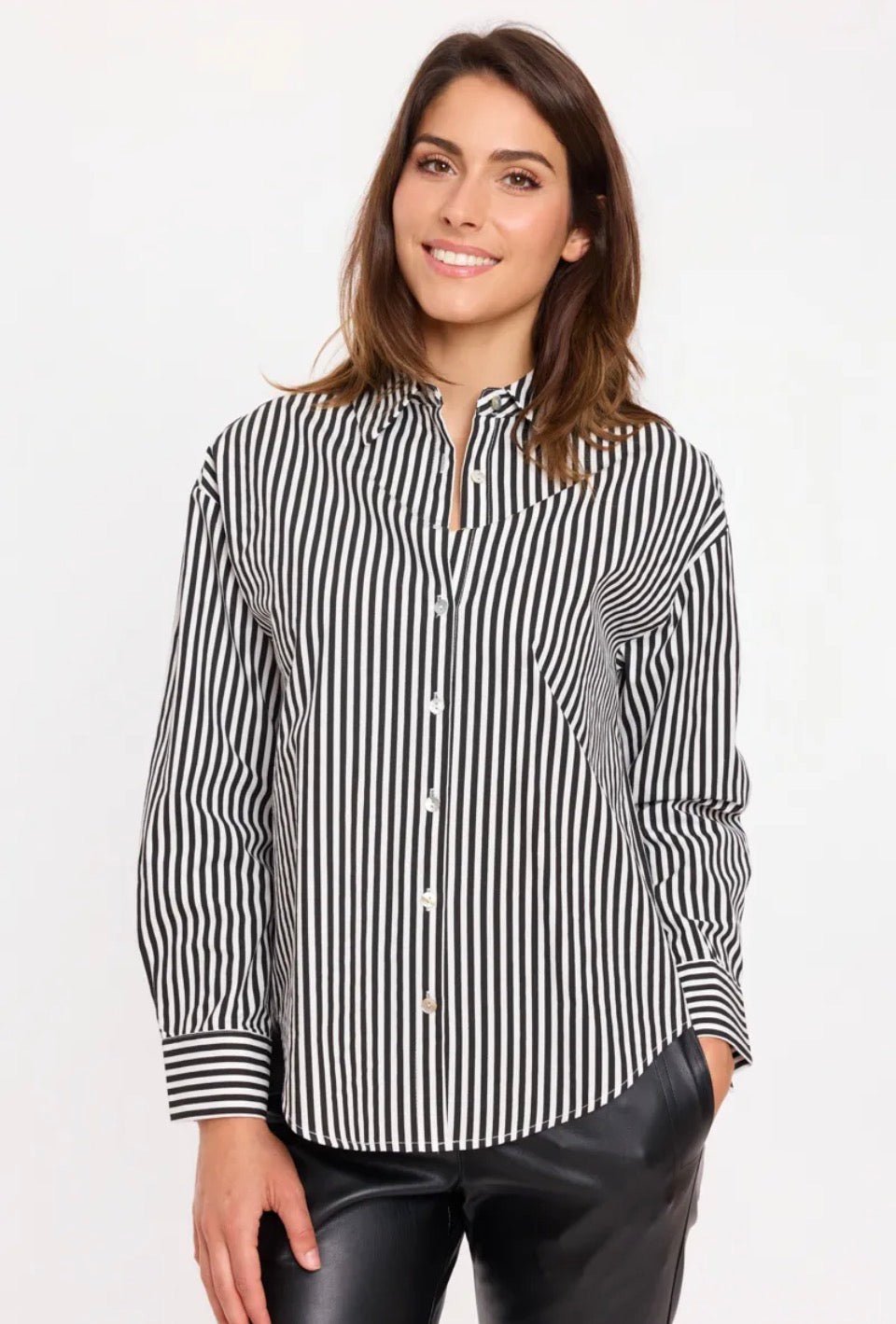 Sweewe Black and White Striped Button Up - clever alice