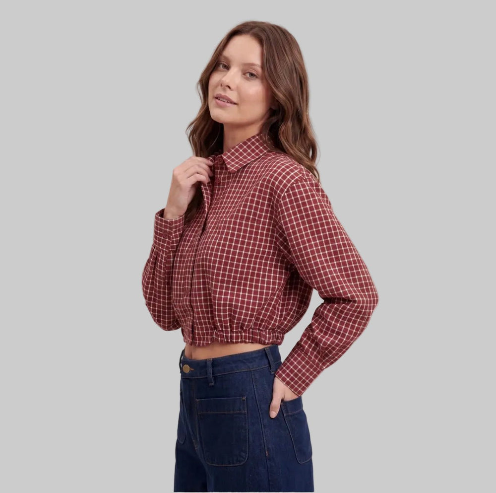 Sweewe Cropped Plaid Button Up - clever alice