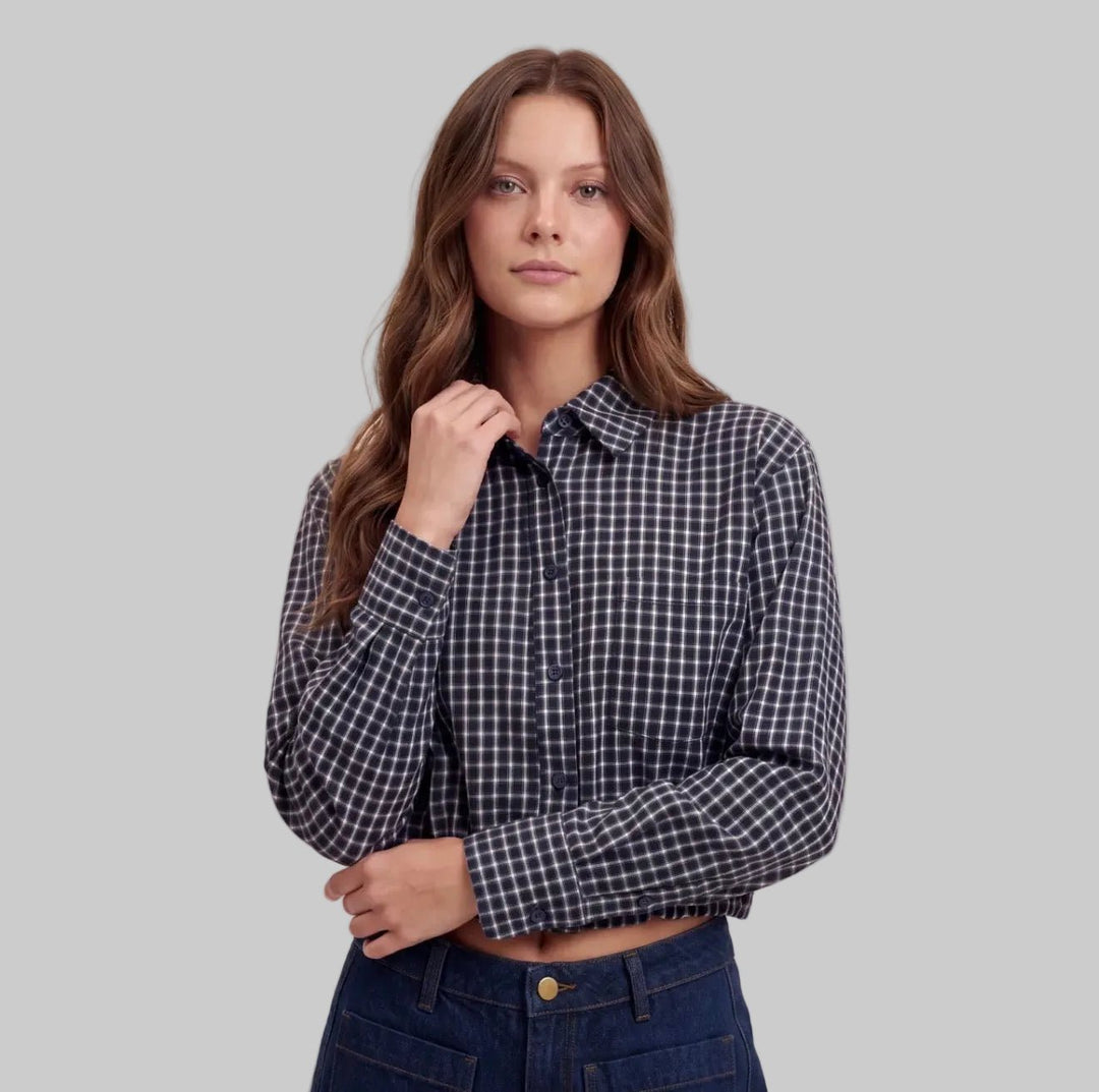 Sweewe Cropped Plaid Button Up - clever alice