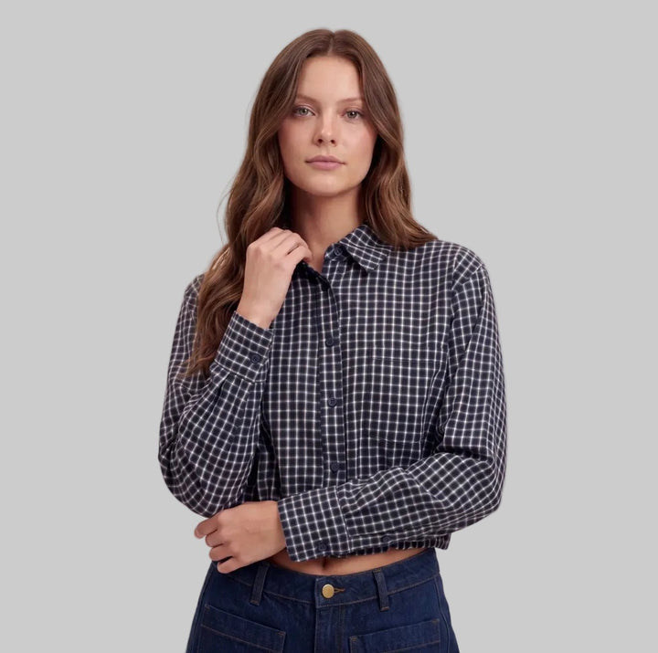 Sweewe Cropped Plaid Button Up - clever alice