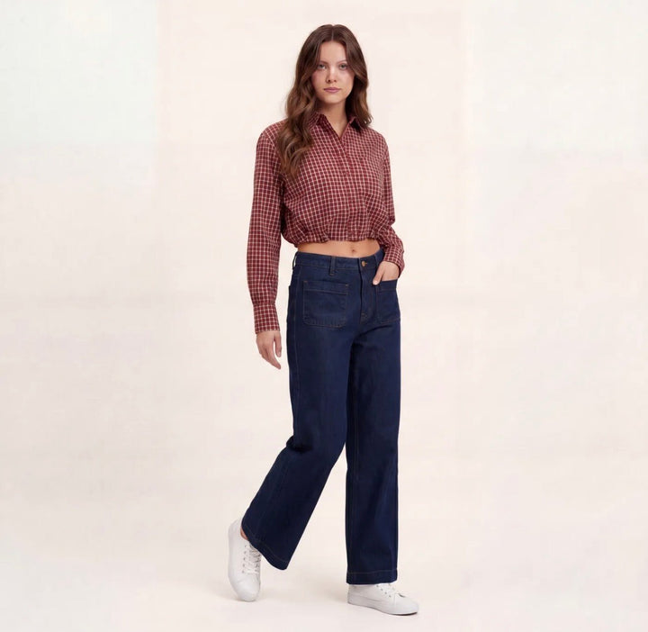 Sweewe Cropped Plaid Button Up - clever alice