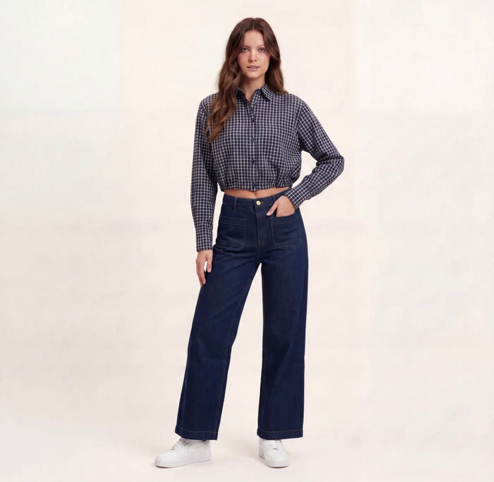 Sweewe Cropped Plaid Button Up - clever alice
