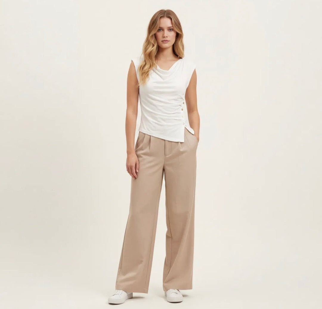 Sweewe Flora Side Button Scoop Neck Top - clever alice