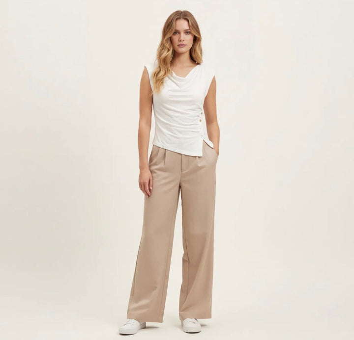 Sweewe Flora Side Button Scoop Neck Top - clever alice
