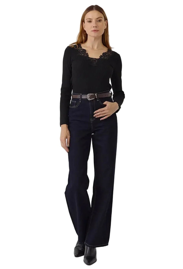 Sweewe Lace V - Neck Detail Long Sleeve - clever alice