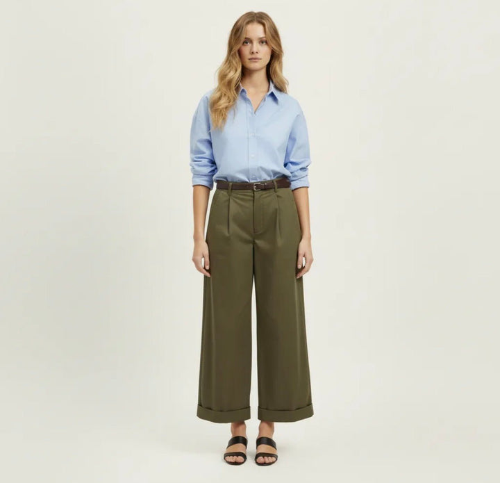 Sweewe Morgan Pleated Ankle Length Cuffed Trouser - clever alice