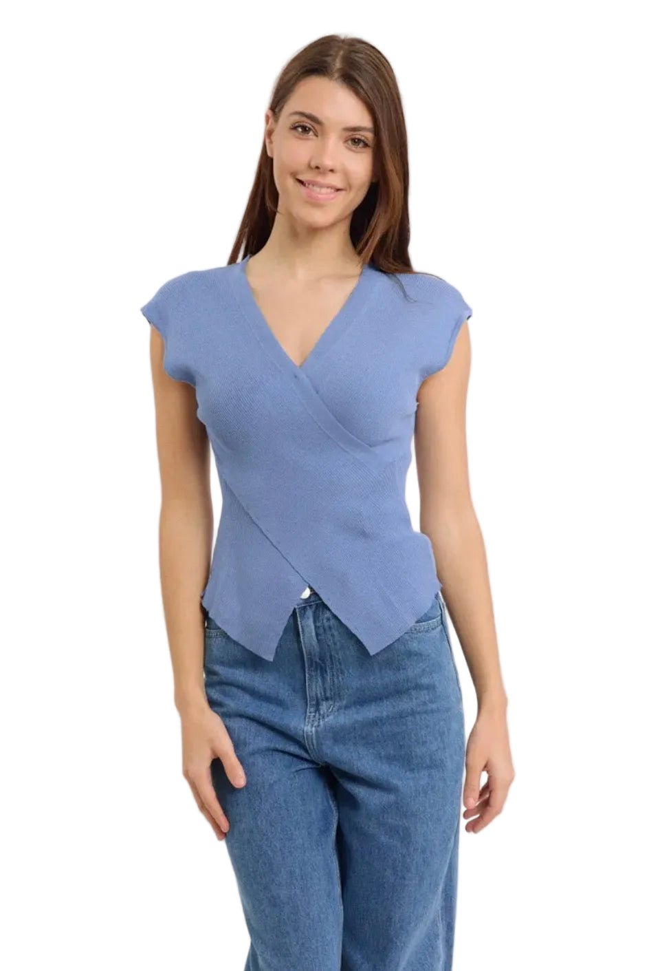 Sweewe Sky Blue Criss Cross Top - clever alice