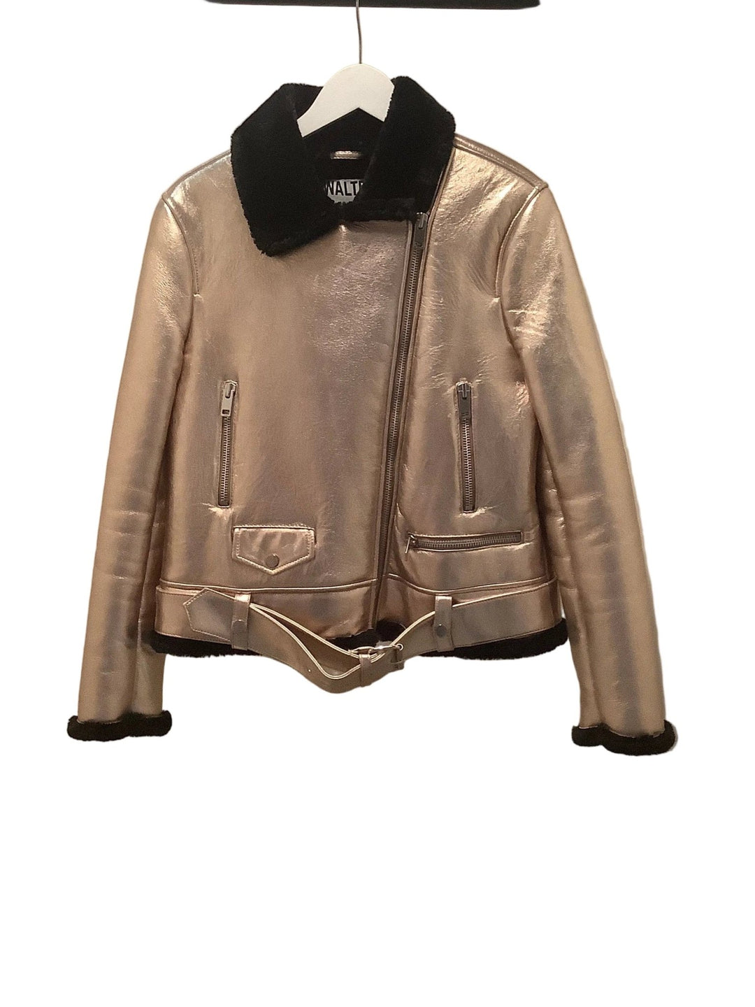 Walter Baker Prince Faux Fur Metallic Leather Jacket - clever alice