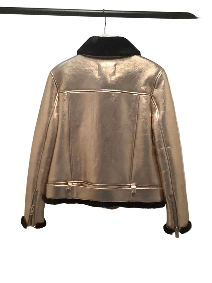 Walter Baker Prince Faux Fur Metallic Leather Jacket - clever alice