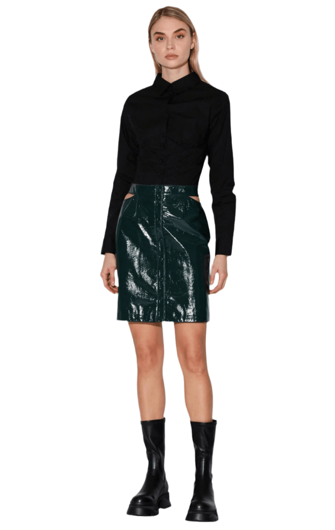 Walter Baker Viola Leather Skirt in Hunter Patent - clever alice